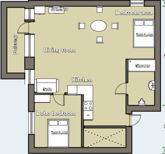 Sunny & Modern 2 Beds Spacious Air-conditioned Căn hộ