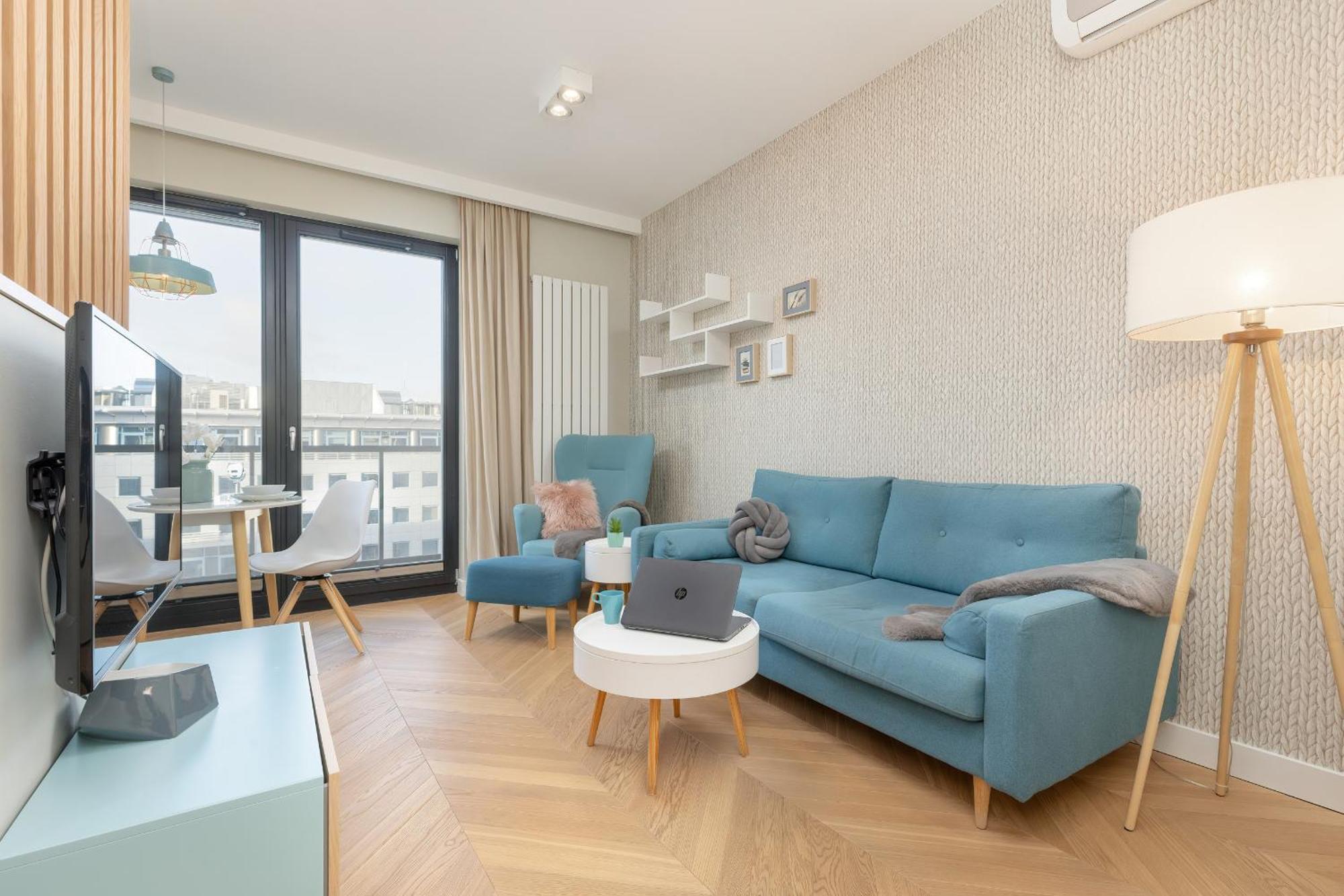 Bright Blue With Balcony, Parking And Air Conditioning In By Renters * Warsaw