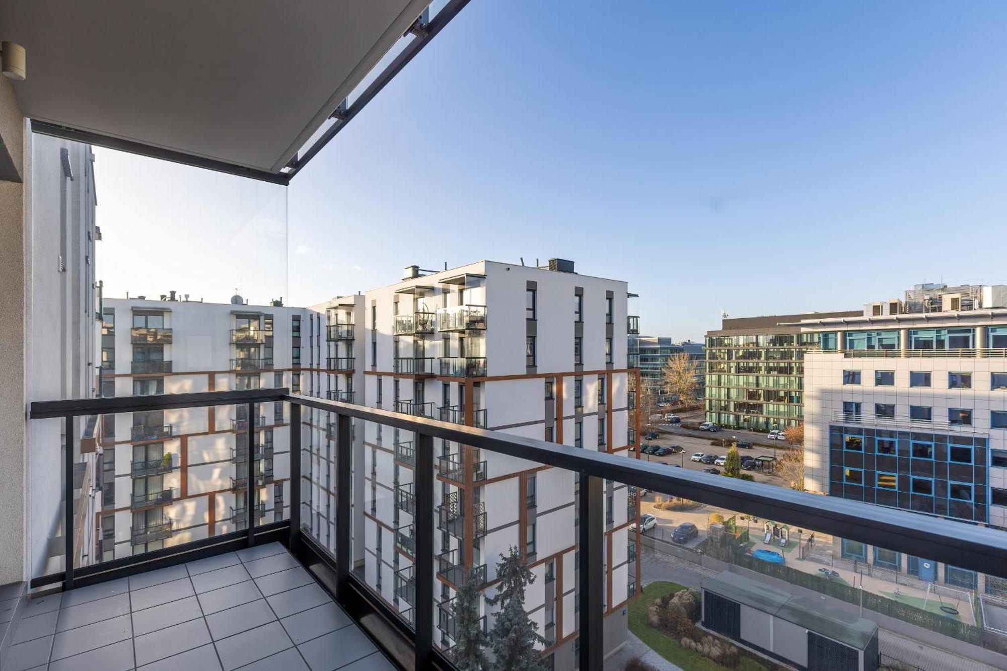 Bright Blue With Balcony, Parking And Air Conditioning In By Renters Warsaw
