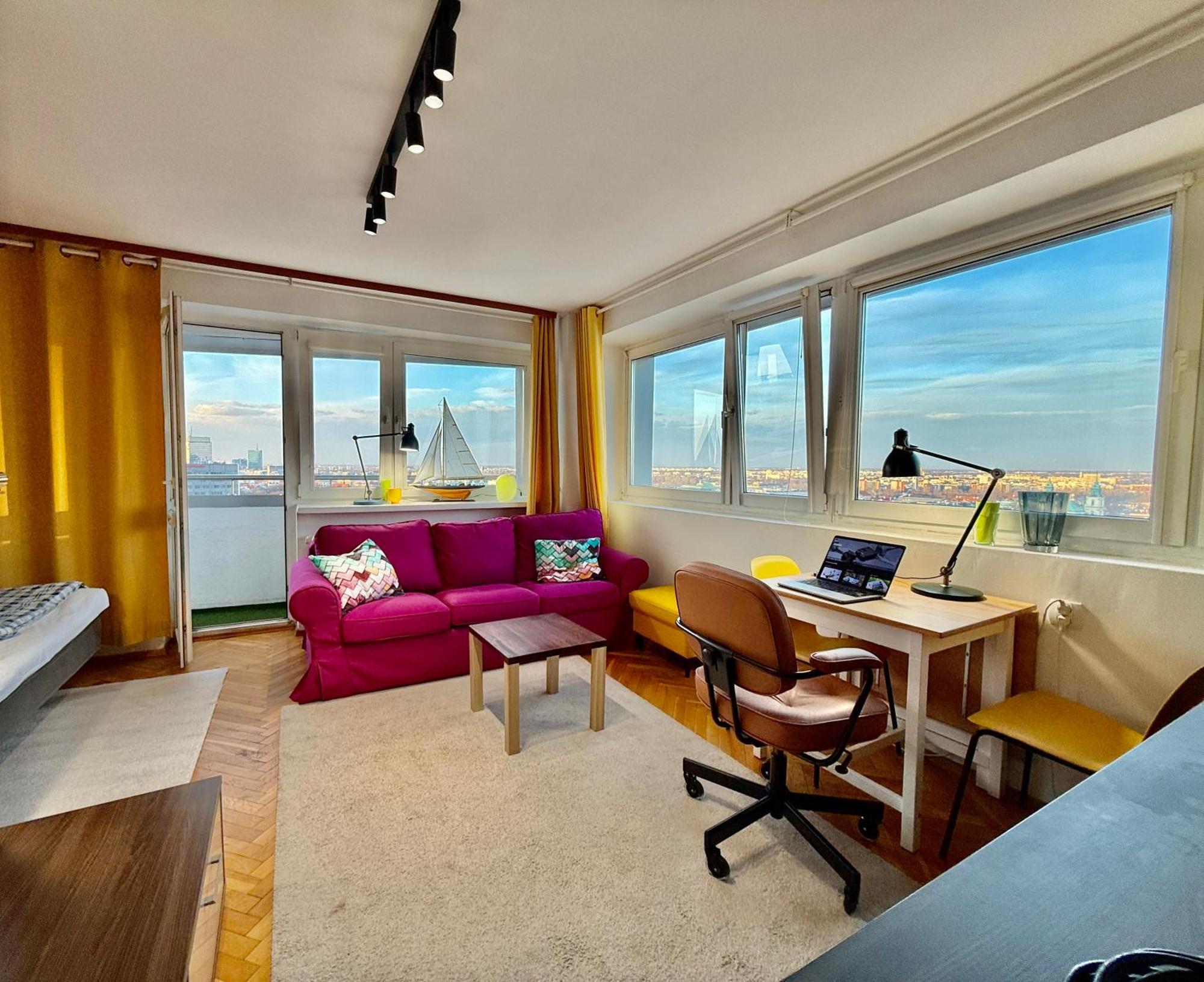 Apartment Super Yellow 2x Metro Fast Wifi 1 Gbs Netflix Panorama Miasta Warsaw