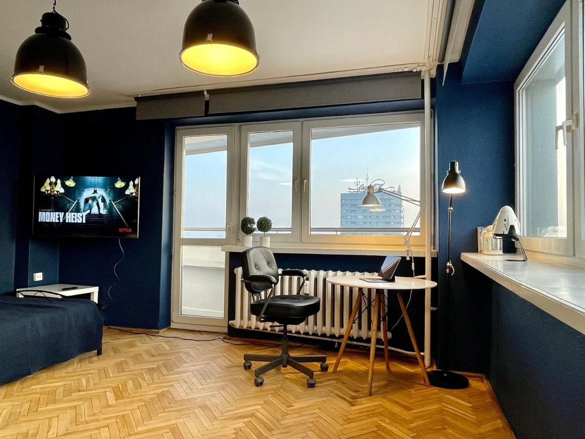 Căn hộ Super Blue Scisle Centrum Dwie Linie Metra Netflix Wifi 300 Mbs Panorama Miasta Warsaw
