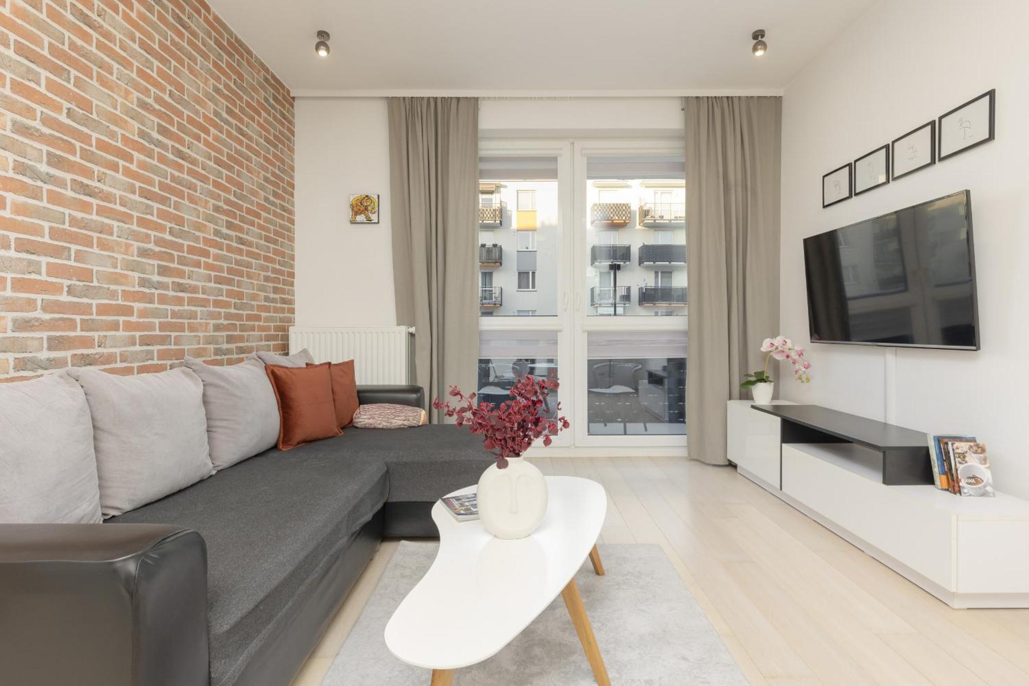 Subtle Colors In With Furnished Balcony By Renters Apartament Warszawa